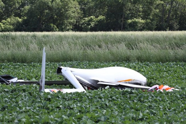 Pod Lesznem rozbił się szybowiec. Pilota uratował spadochron (dźwięk i zdjęcia)