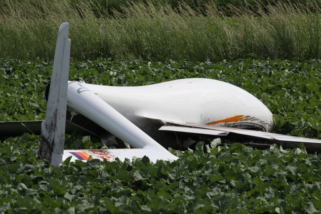 Pod Lesznem rozbił się szybowiec. Pilota uratował spadochron (dźwięk i zdjęcia)