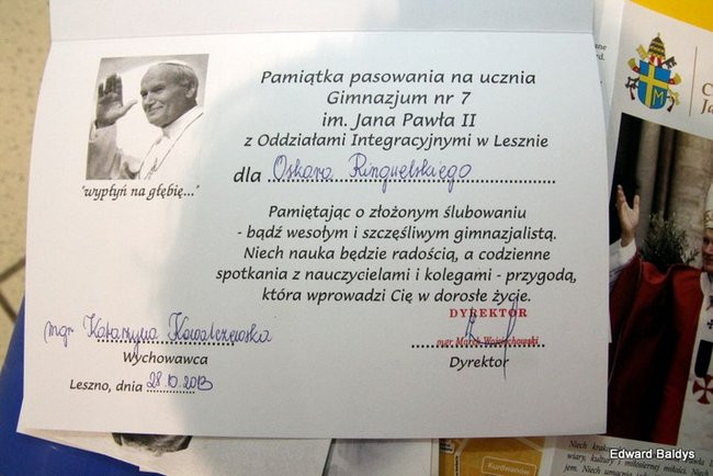 Pasowanie na ucznia Gimnazjum nr 7 (zdjęcia)