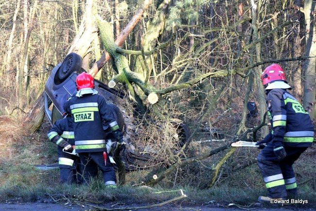 Dachowanie samochodu koło Krzemieniewa (zdjęcia)