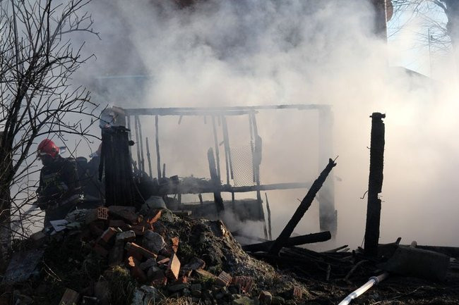 Pożar w Wilkowicach (zdjęcia)