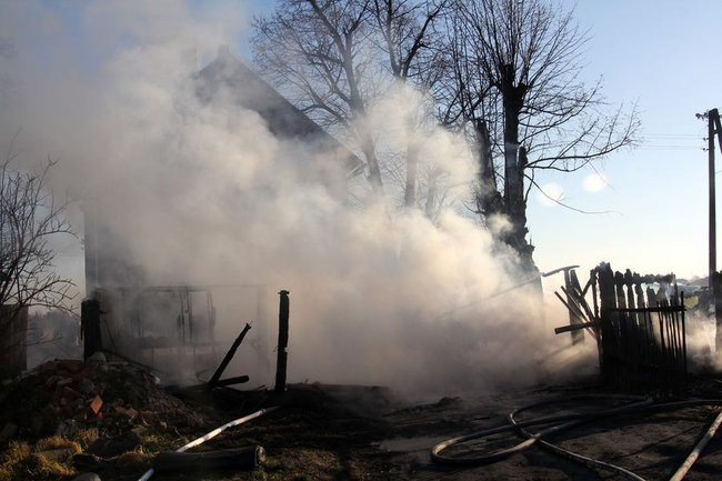 Pożar w Wilkowicach (zdjęcia)