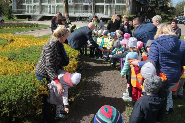 Przedszkolaki zasiały kwiaty przed Urzędem Miasta Leszna (zdjęcia)