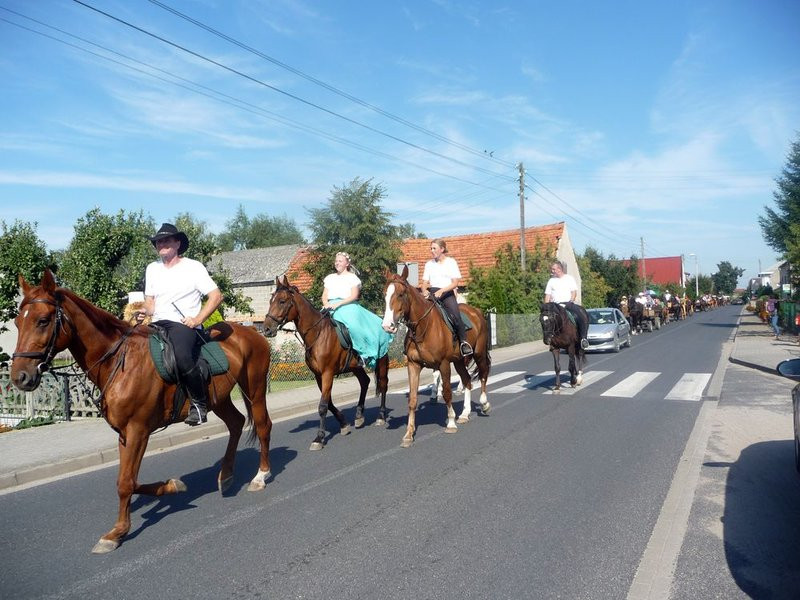 Parada słomianych dożynkowych postaci (zdjęcia)
