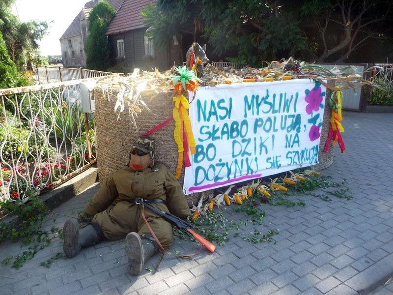 Parada słomianych dożynkowych postaci (zdjęcia)