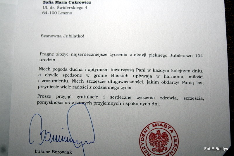 104 urodziny pani Zofii (zdjęcia)