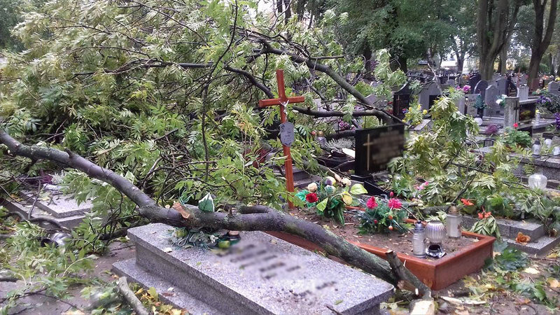 Żywioł zniszczył nagrobki (kilka zdjęć)