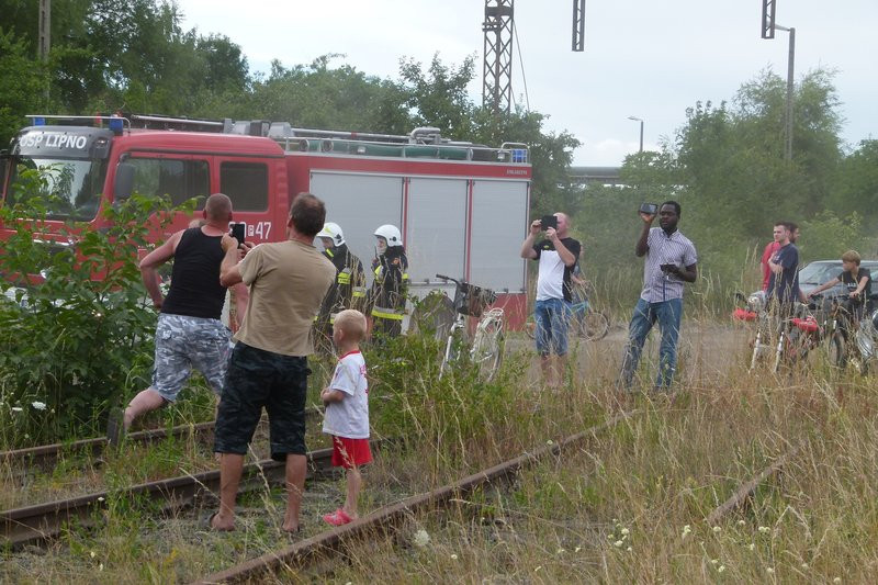 Pożar na bocznicy kolejowej (zdjęcia)