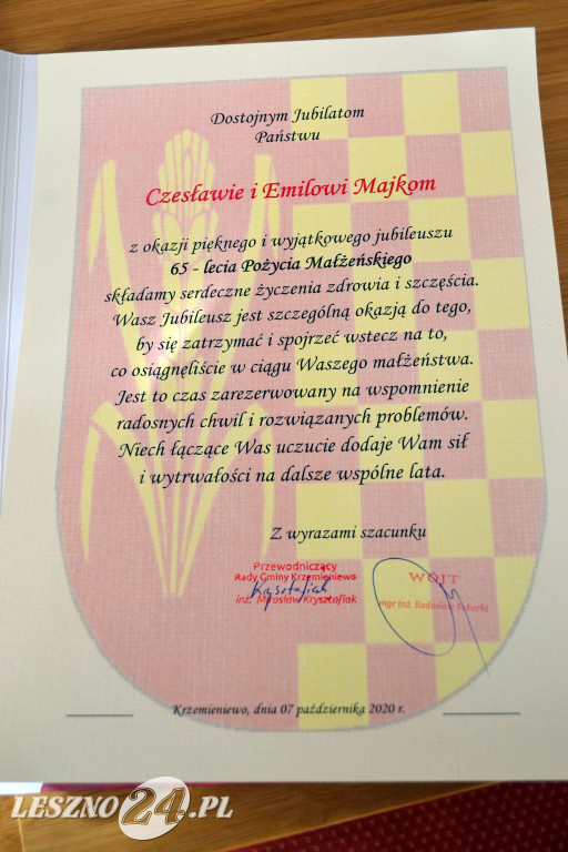 Wyróżniono małżeńskie pary z Krzemieniewa