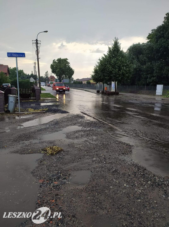 Burza w Lesznie, zalane Gronowo