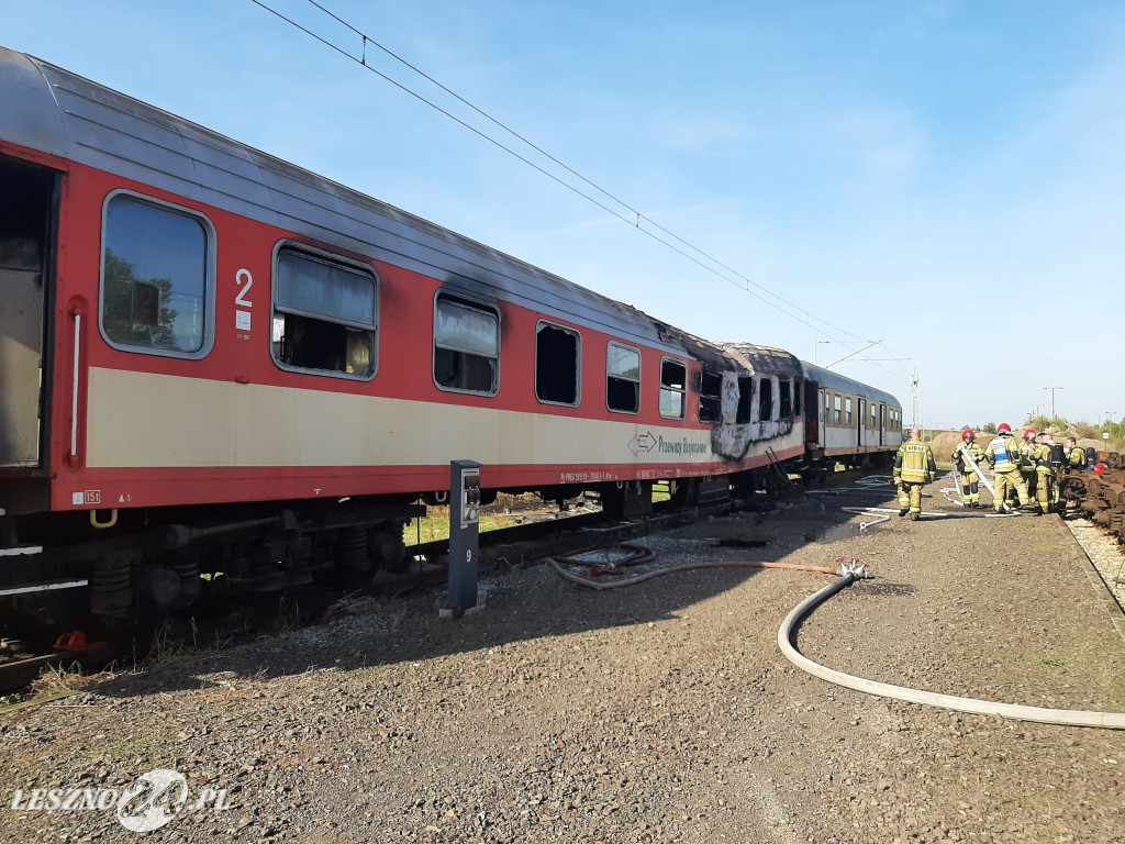 Pożar wagonu kolejowego w Lesznie