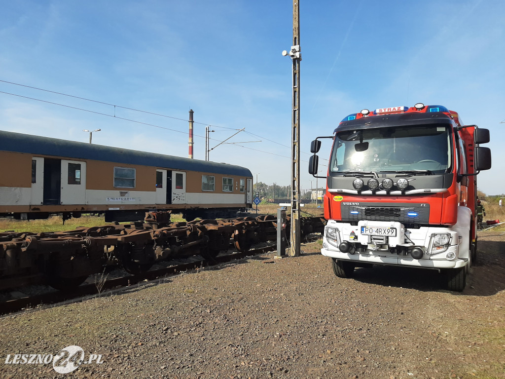 Pożar wagonu kolejowego w Lesznie
