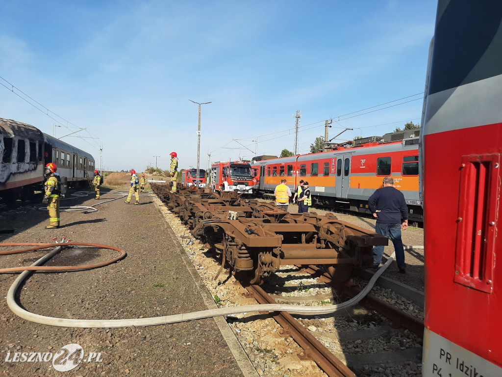 Pożar wagonu kolejowego w Lesznie