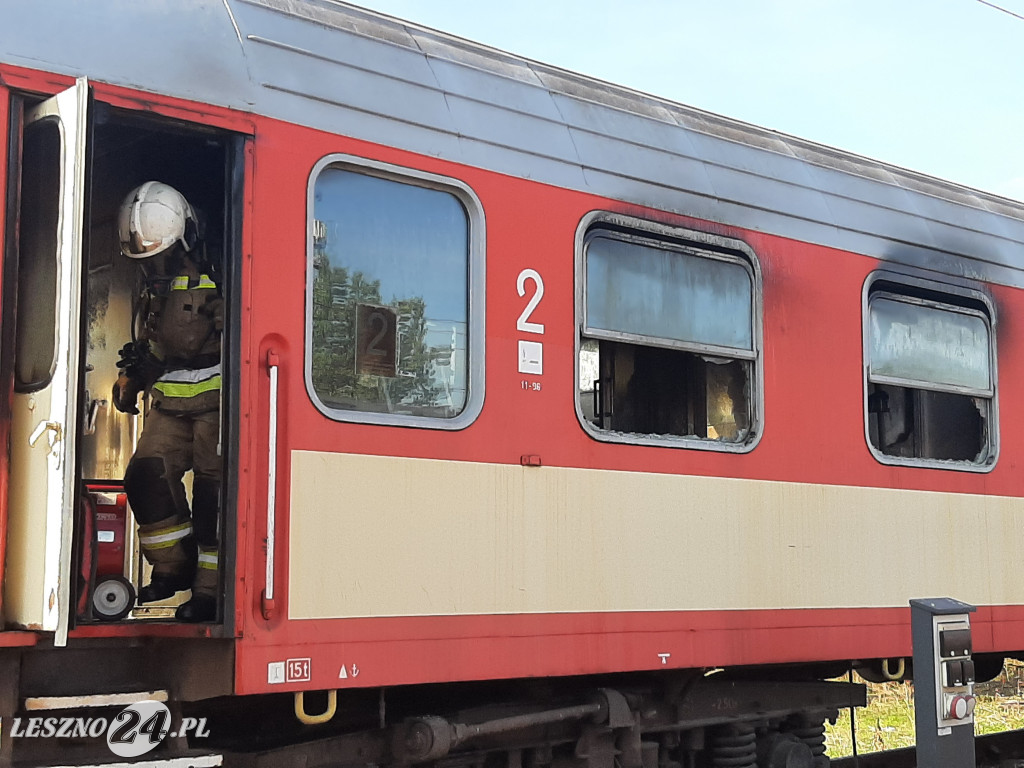 Pożar wagonu kolejowego w Lesznie