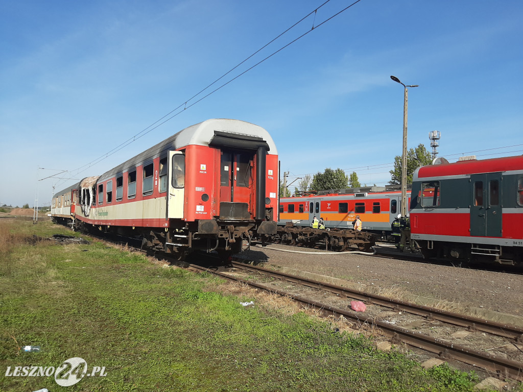 Pożar wagonu kolejowego w Lesznie