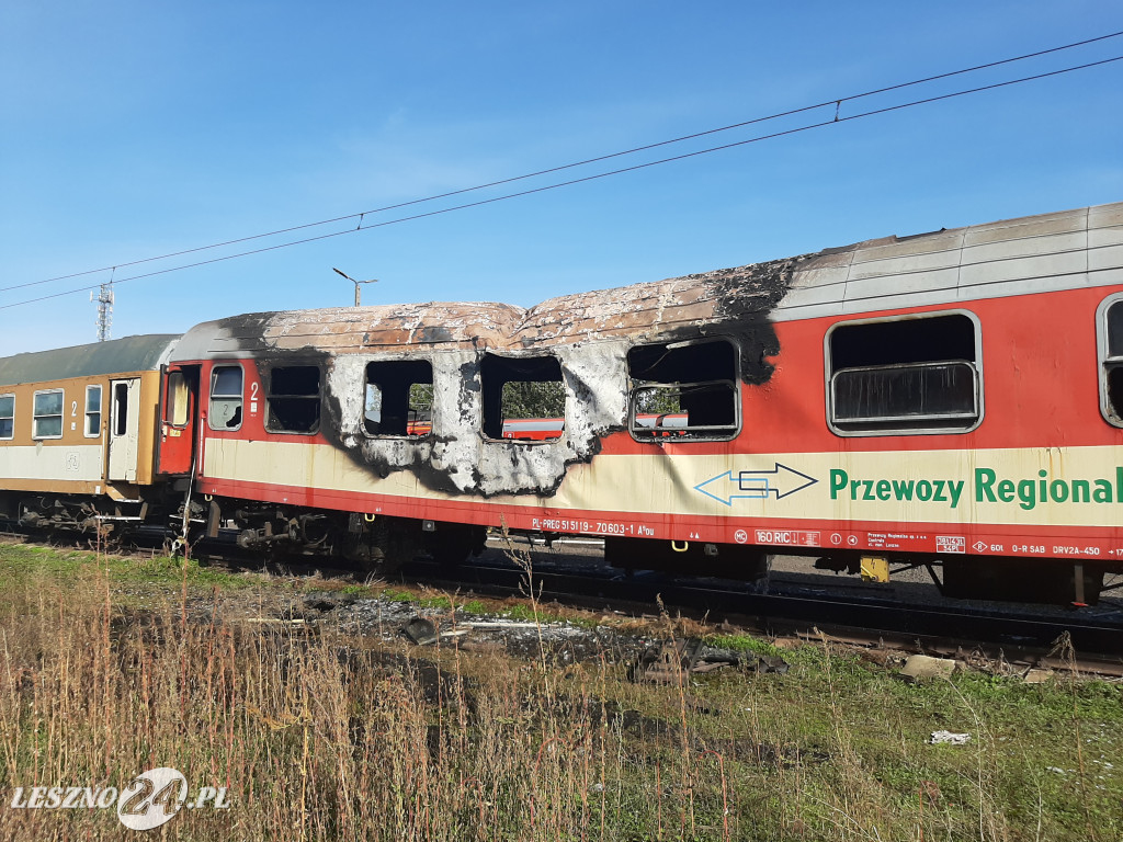 Pożar wagonu kolejowego w Lesznie