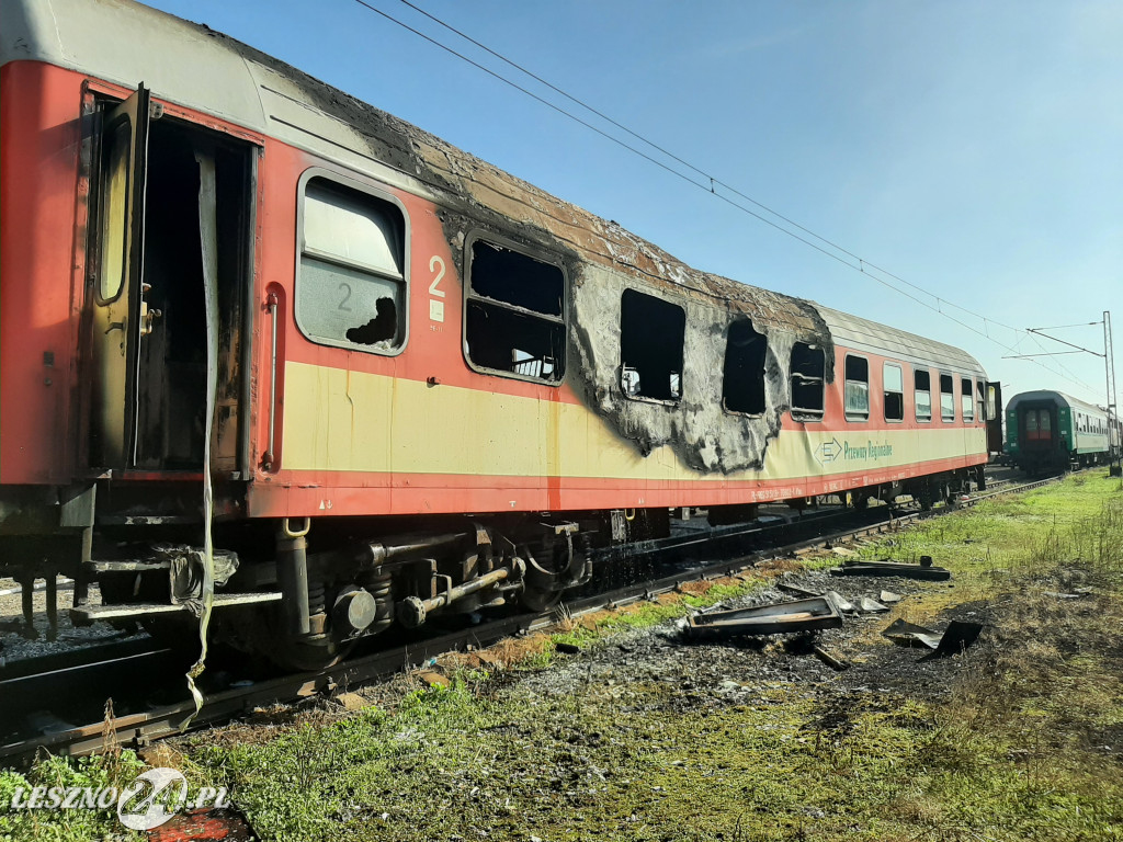 Pożar wagonu kolejowego w Lesznie