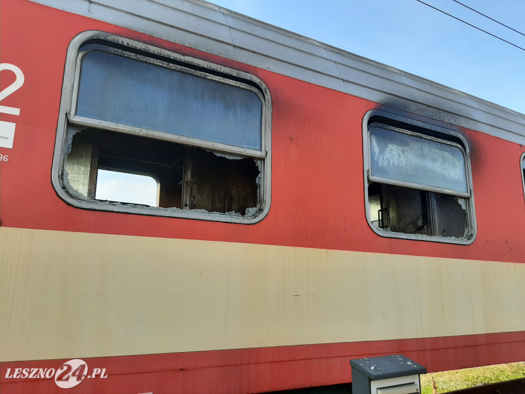 Pożar wagonu kolejowego w Lesznie