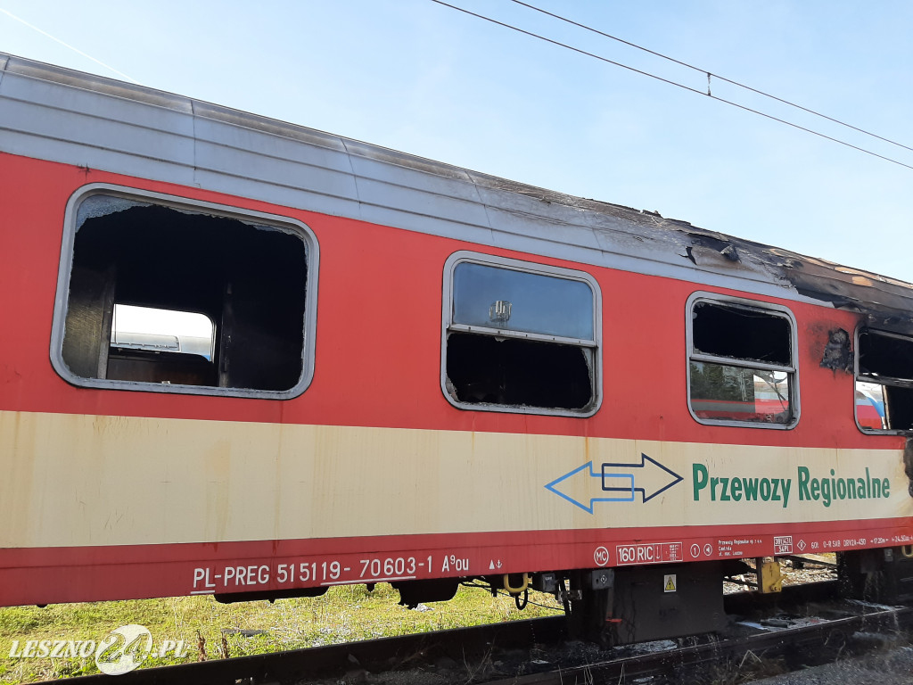 Pożar wagonu kolejowego w Lesznie