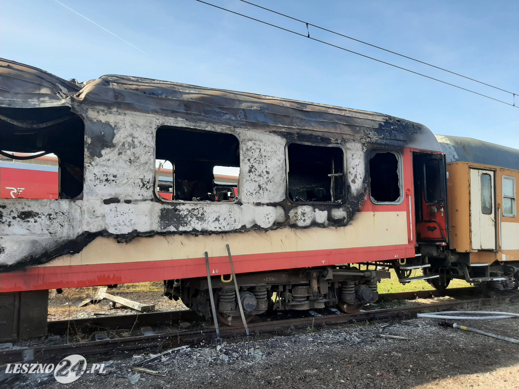 Pożar wagonu kolejowego w Lesznie
