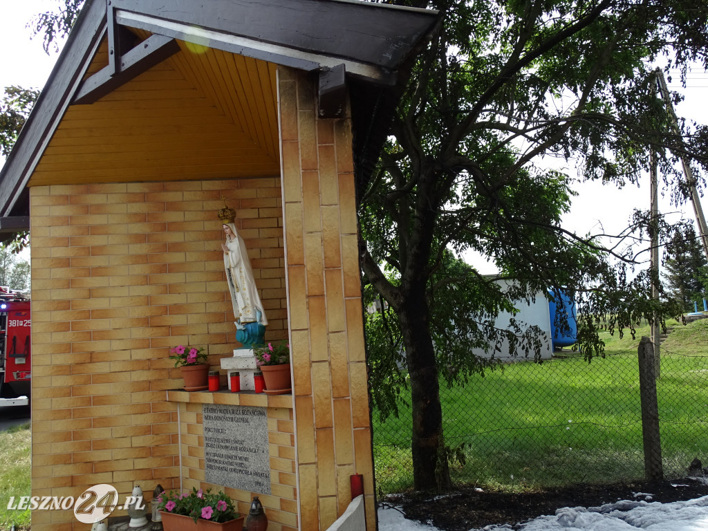 Pożar auta na drodze w Maryszewicach