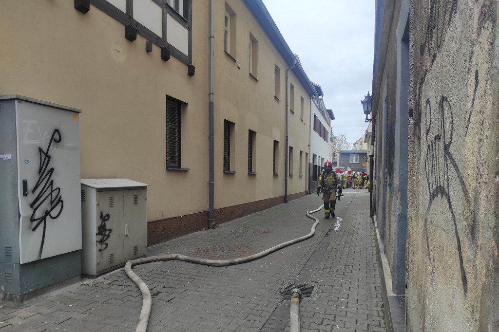 Pożar w centrum Leszna