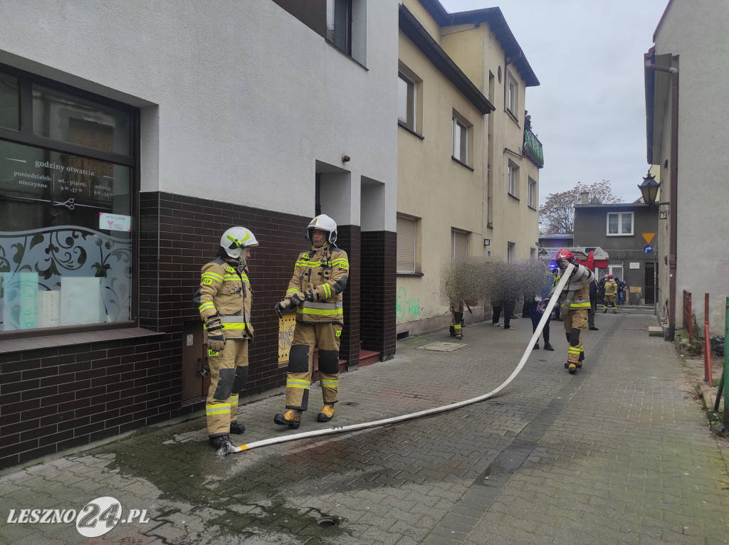 Pożar w centrum Leszna