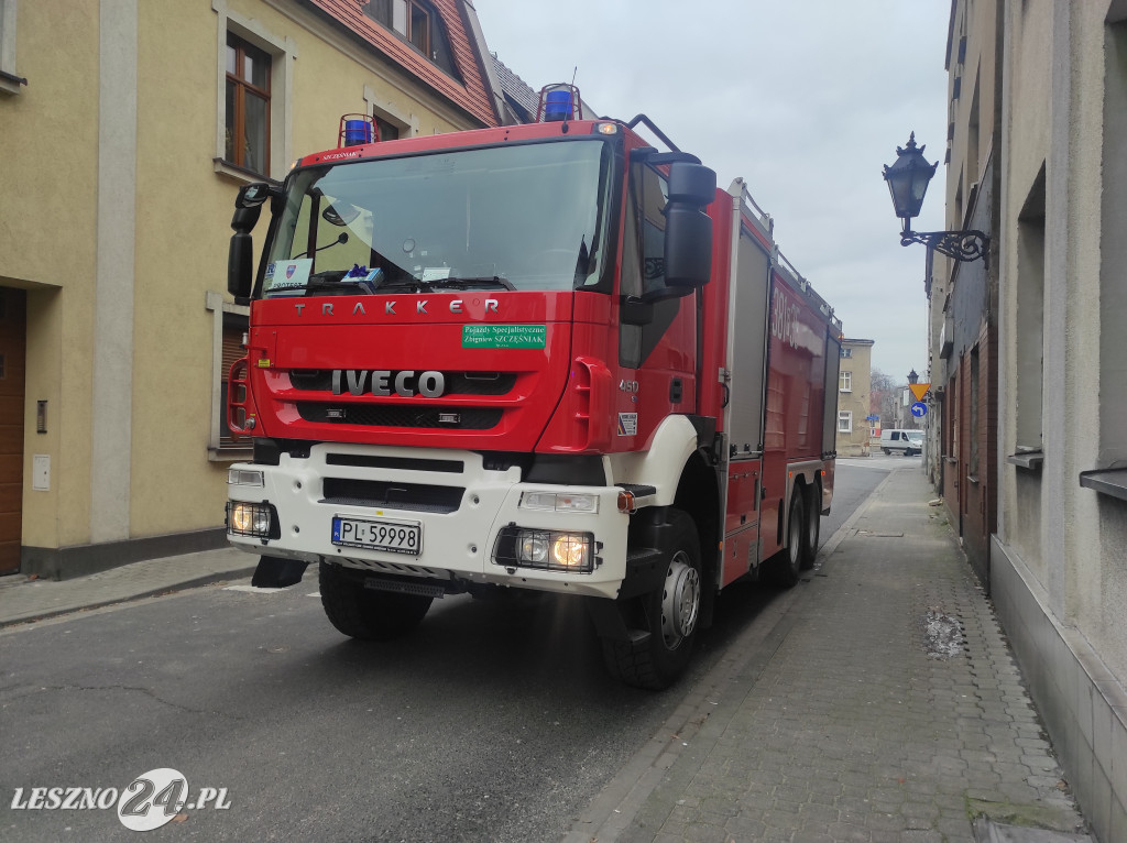 Pożar w centrum Leszna
