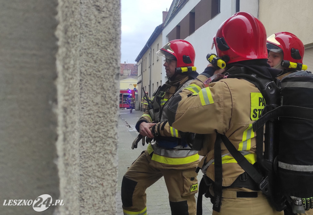 Pożar w centrum Leszna