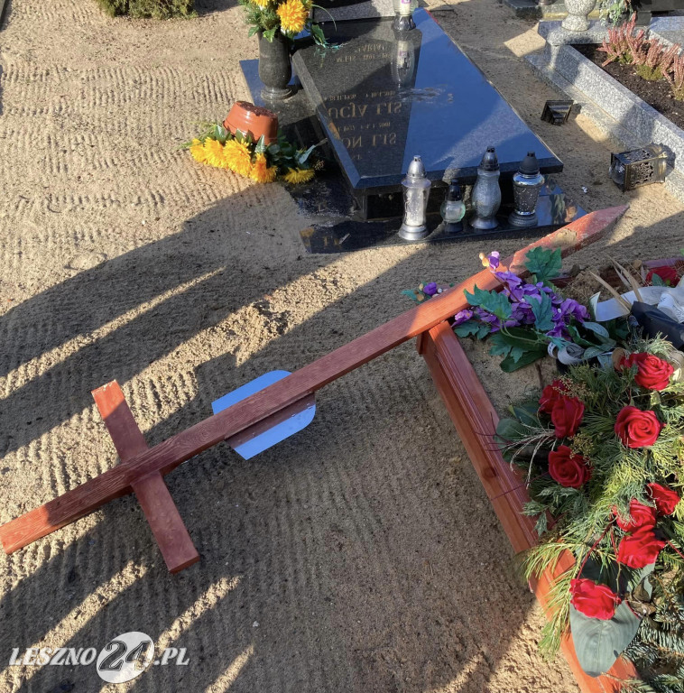 Zniszczenie grobów na cmentarzu w Świerczynie