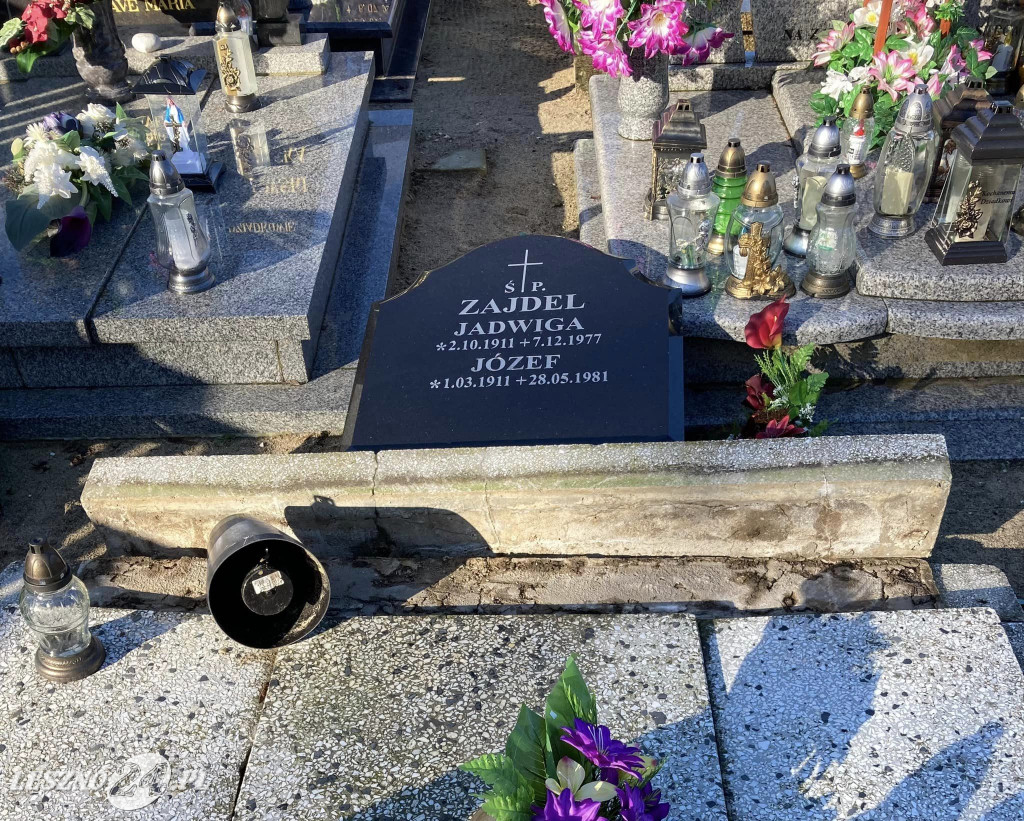 Zniszczenie grobów na cmentarzu w Świerczynie