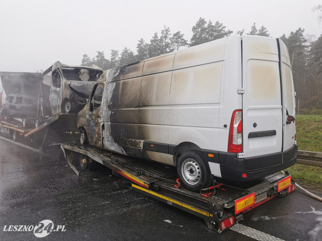Pożar samochodów na ekspresówce