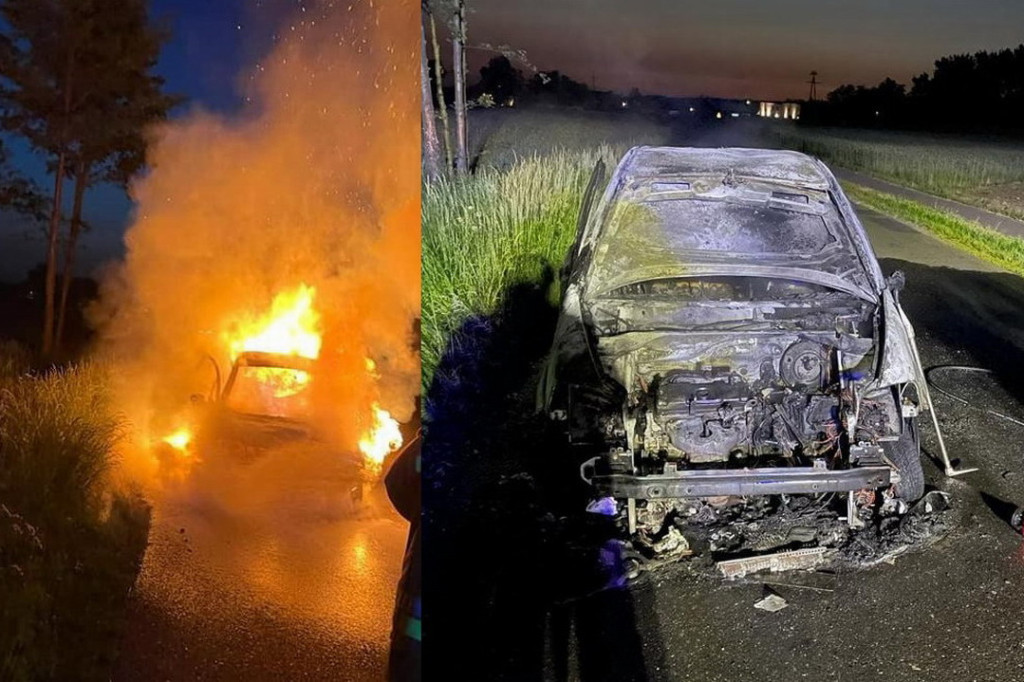 Od zwarcia całkowicie spaliło się auto