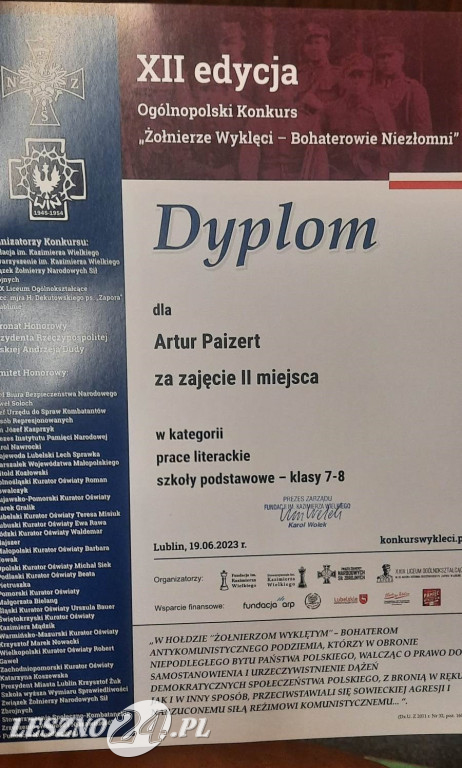 Nagrodzony ponownie w konkursie o niezłomnych