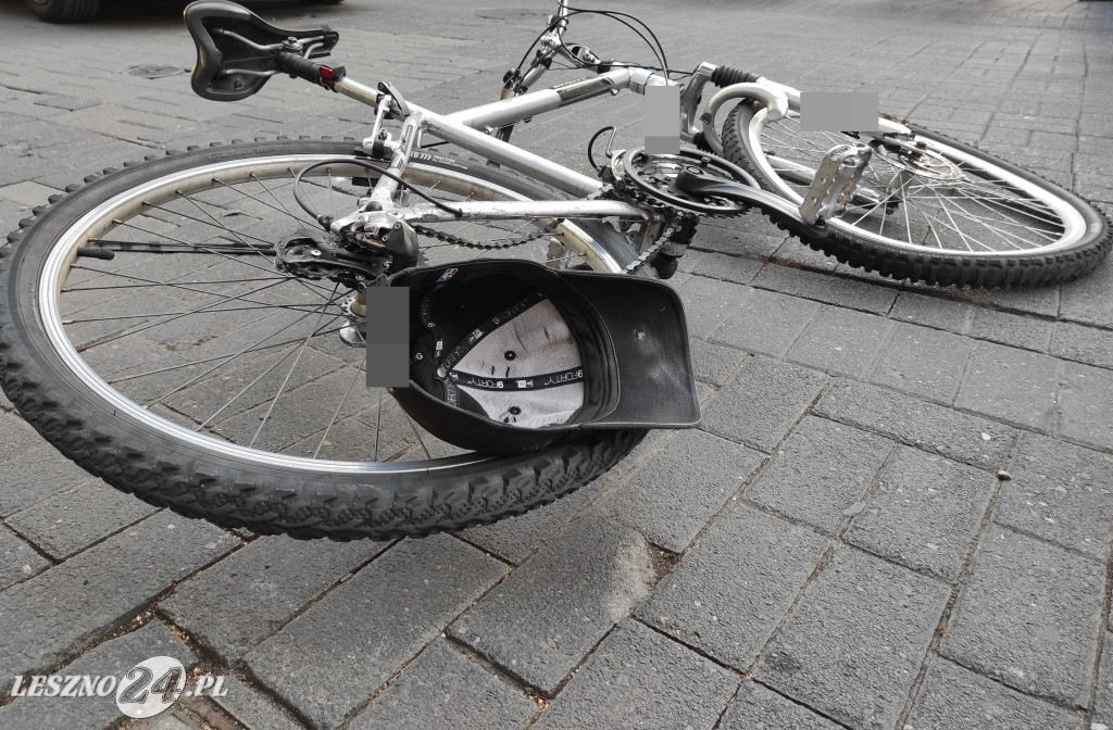 Potrącenie rowerzysty w Lesznie