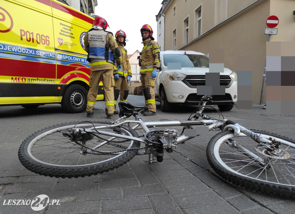 Potrącenie rowerzysty w Lesznie
