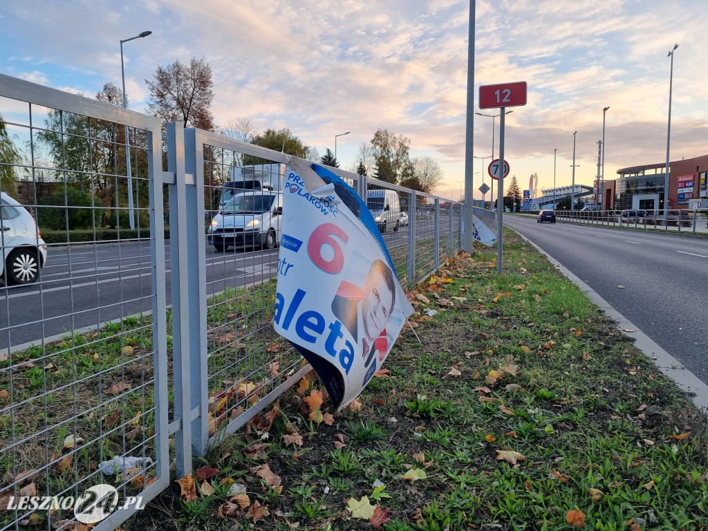 Banery posła Piotra Kalety zaśmiecają Leszno