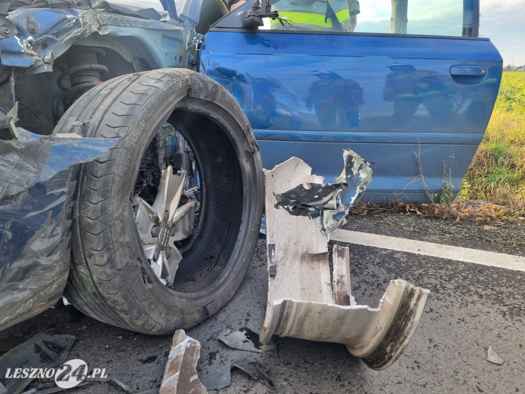 Zderzenie samochodów w Wilkowicach