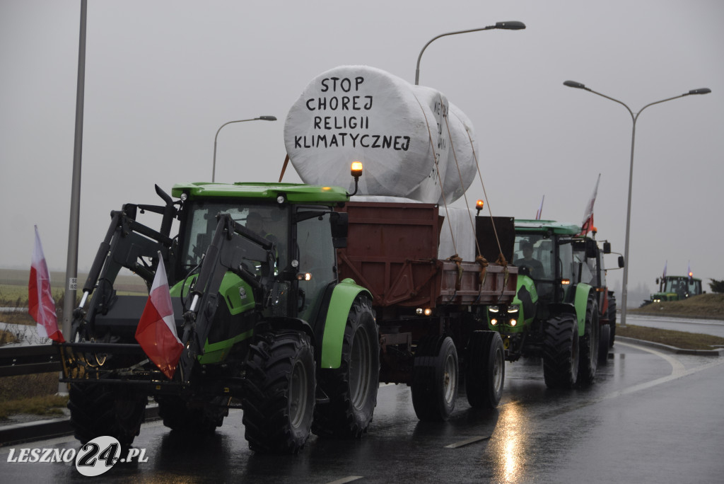 Protest rolniczy na węźle Leszno-Zachód na S5