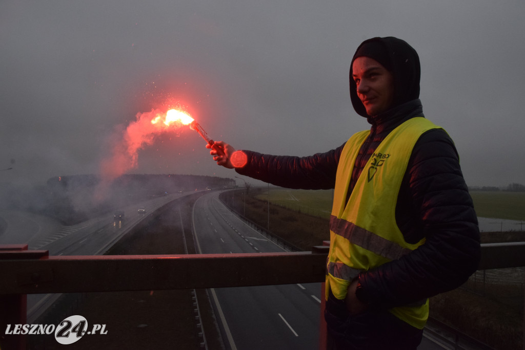 Protest rolniczy na węźle Leszno-Zachód na S5