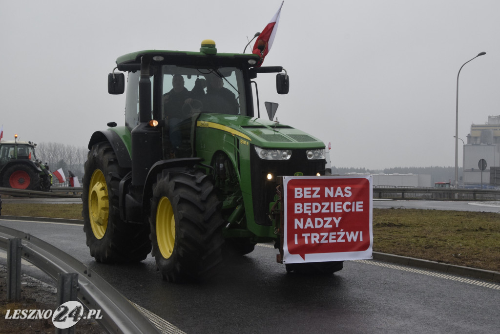Protest rolniczy na węźle Leszno-Zachód na S5