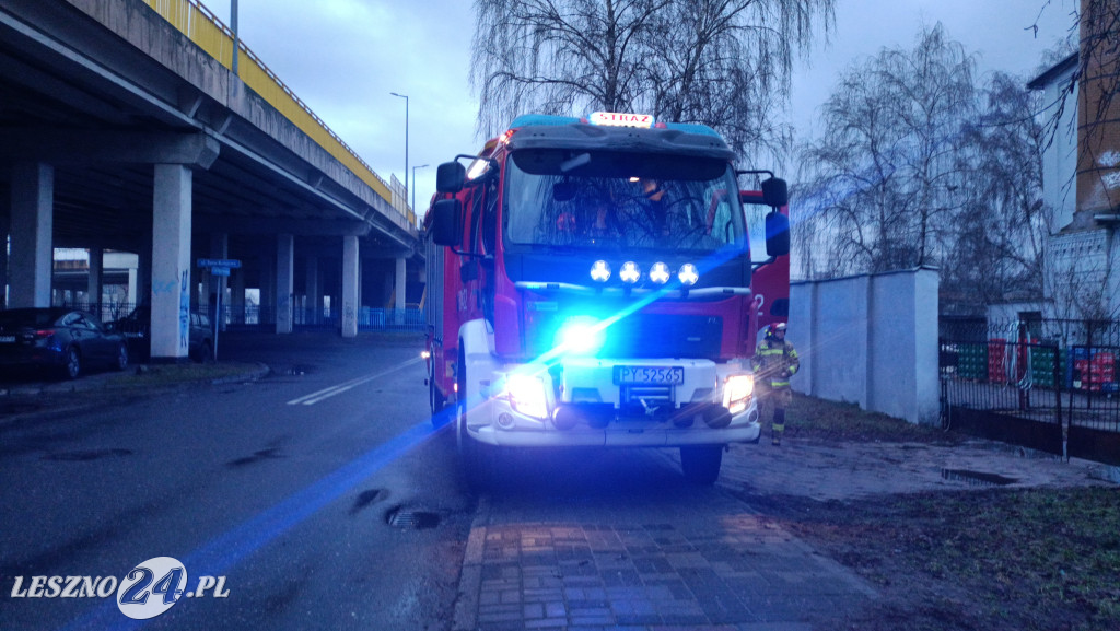 Akcja strażaków na Tamie Kolejowej w Lesznie