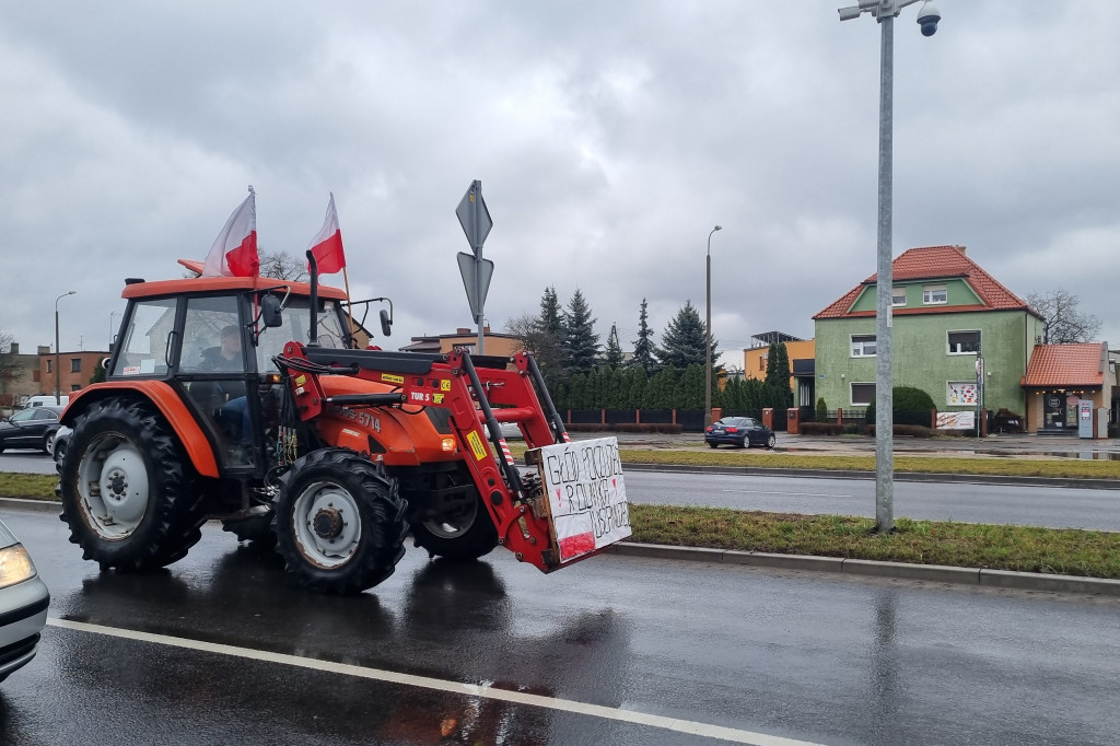 Protest rolników - przejazd przez Leszno