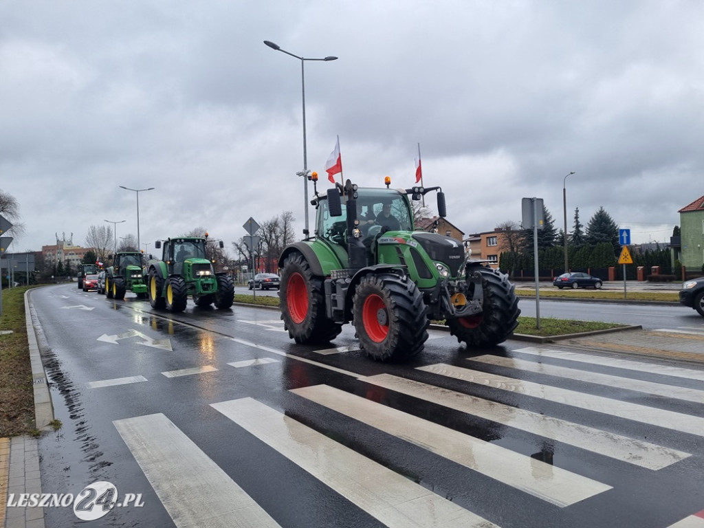Protest rolników - przejazd przez Leszno