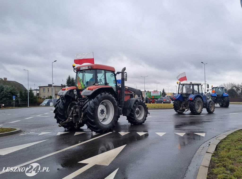 Protest rolników - przejazd przez Leszno