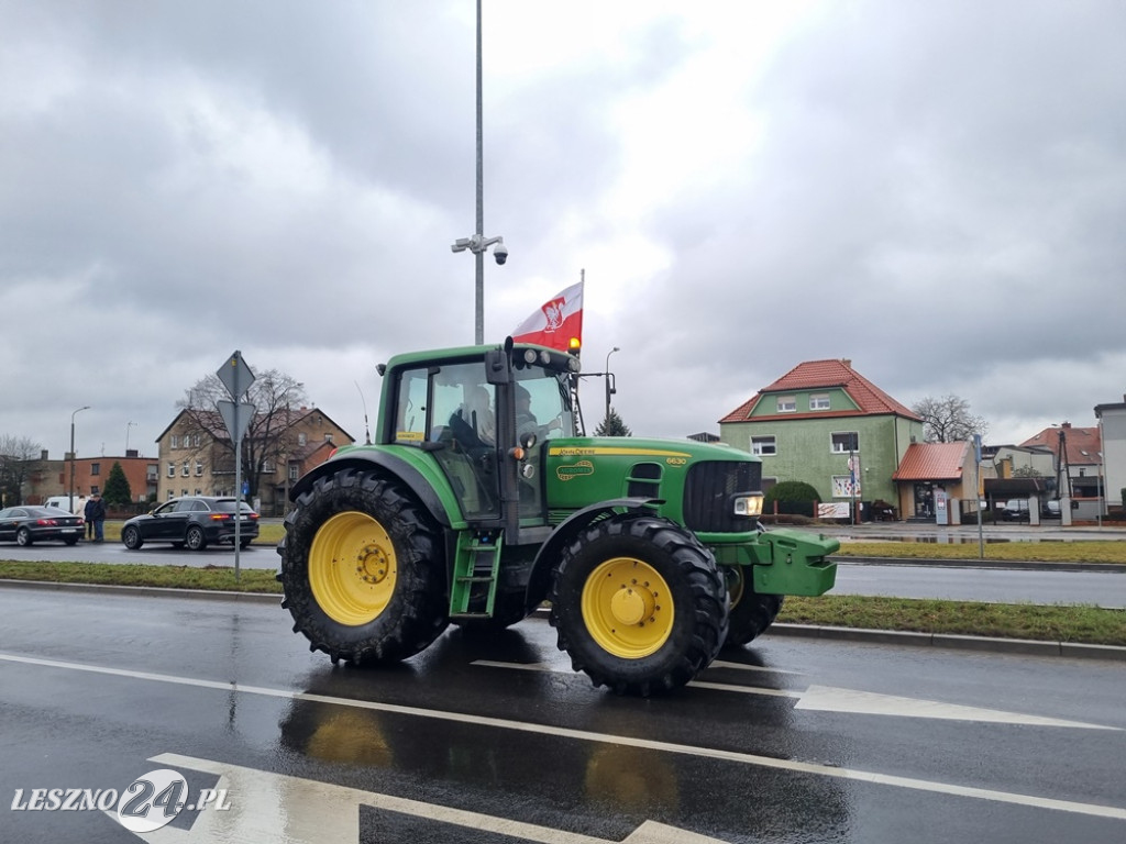Protest rolników - przejazd przez Leszno