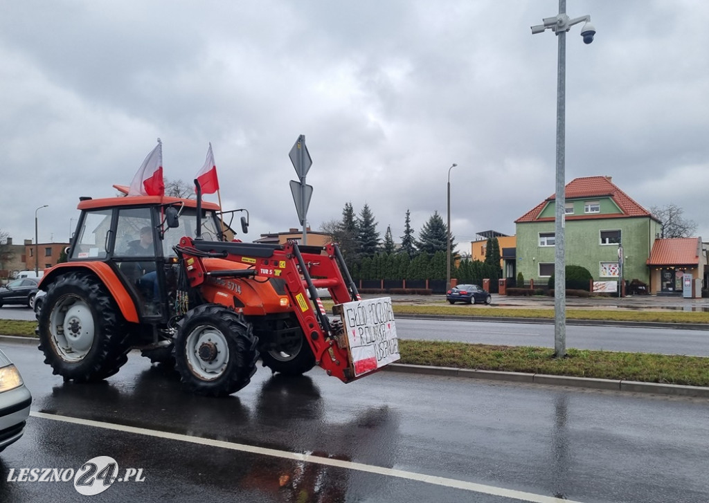 Protest rolników - przejazd przez Leszno