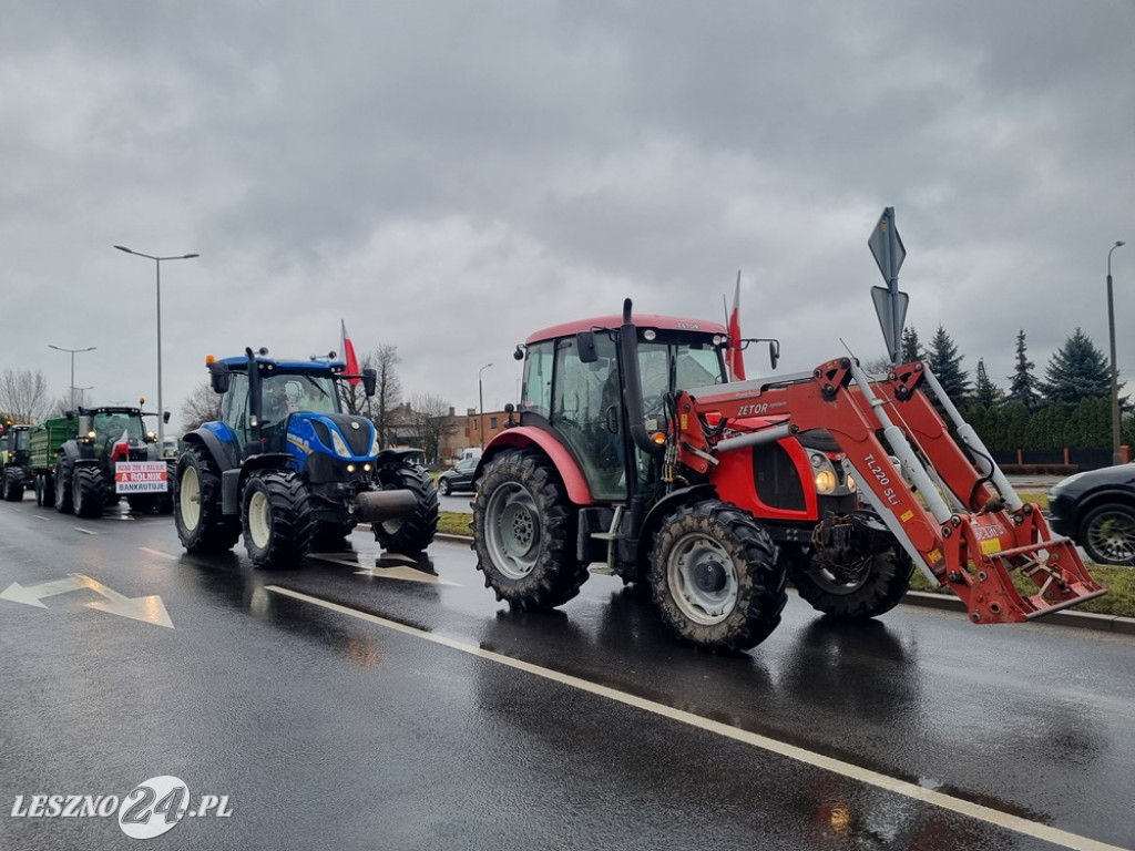 Protest rolników - przejazd przez Leszno