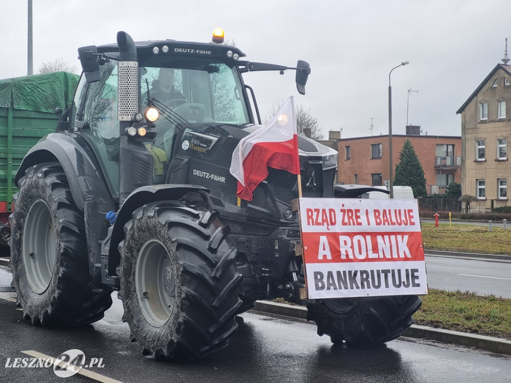 Protest rolników - przejazd przez Leszno
