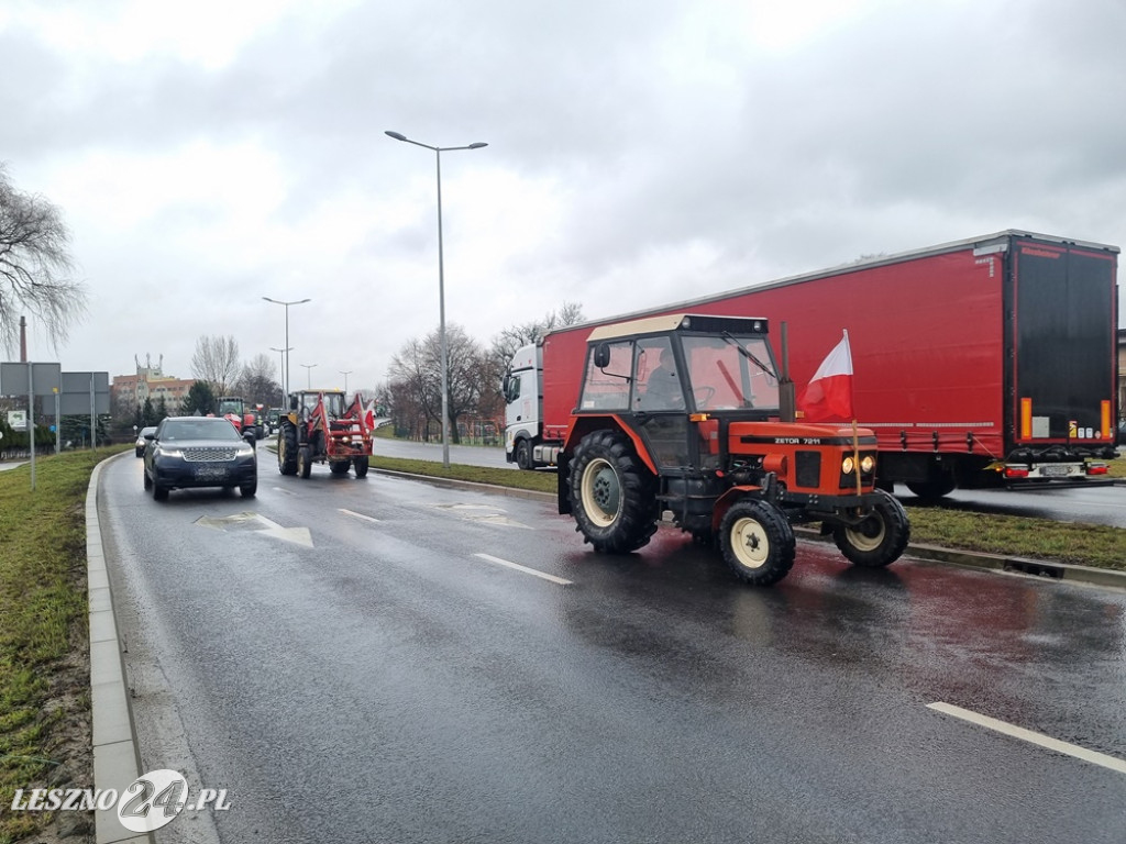 Protest rolników - przejazd przez Leszno